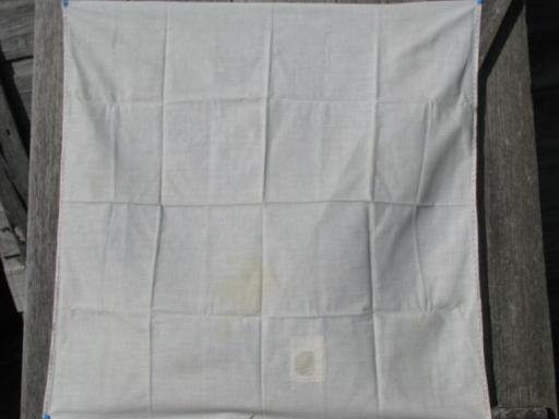 photo of lot running stitch embroidered cotton feedsack towels, vintage feed sack fabric #3