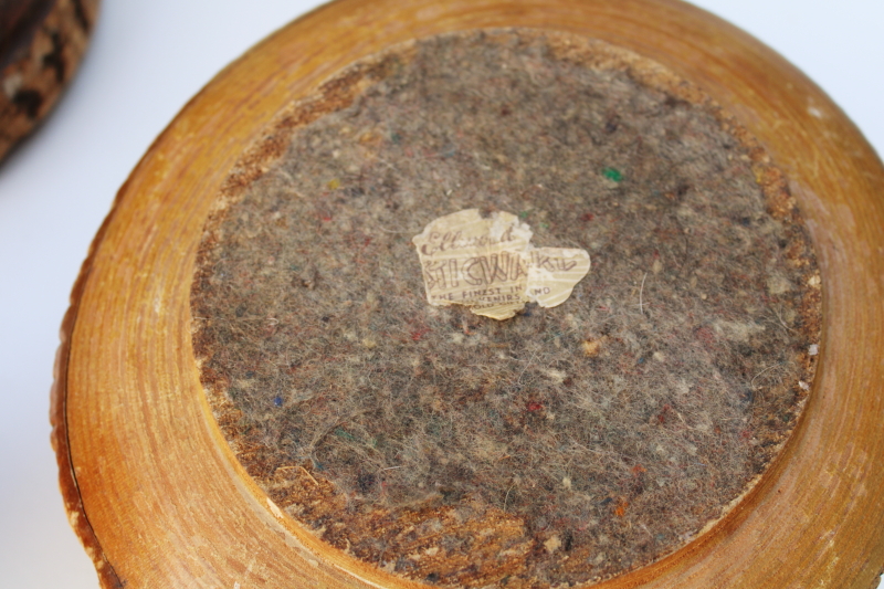 photo of lot rustic old handmade stick ware wood bark log bowl, vase, jar, vintage autumn fall decor #11