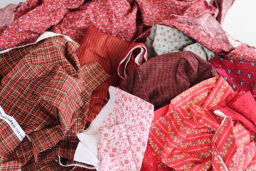 catalog photo of lot scrap fabric remnants cotton prints for quilting and sewing all red