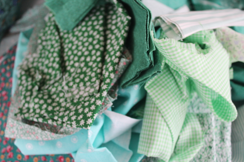 photo of lot scrap fabric remnants cotton prints for quilting and sewing jade green shades #2