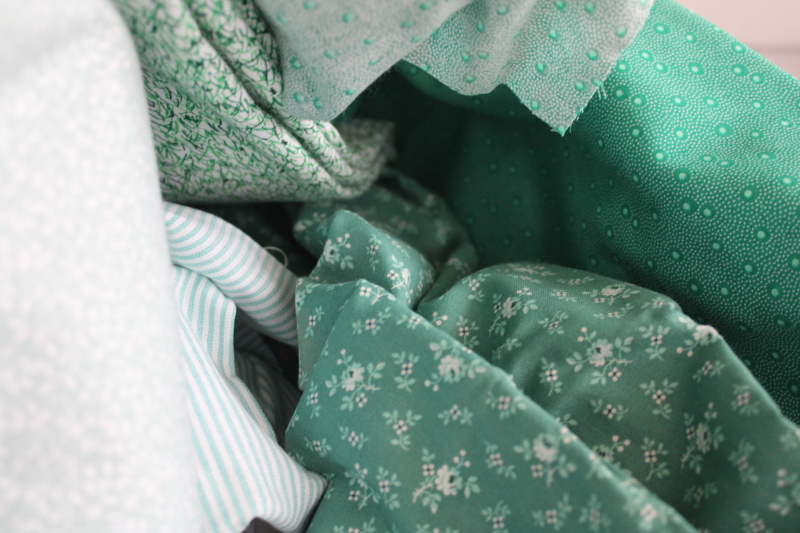 photo of lot scrap fabric remnants cotton prints for quilting and sewing jade green shades #8