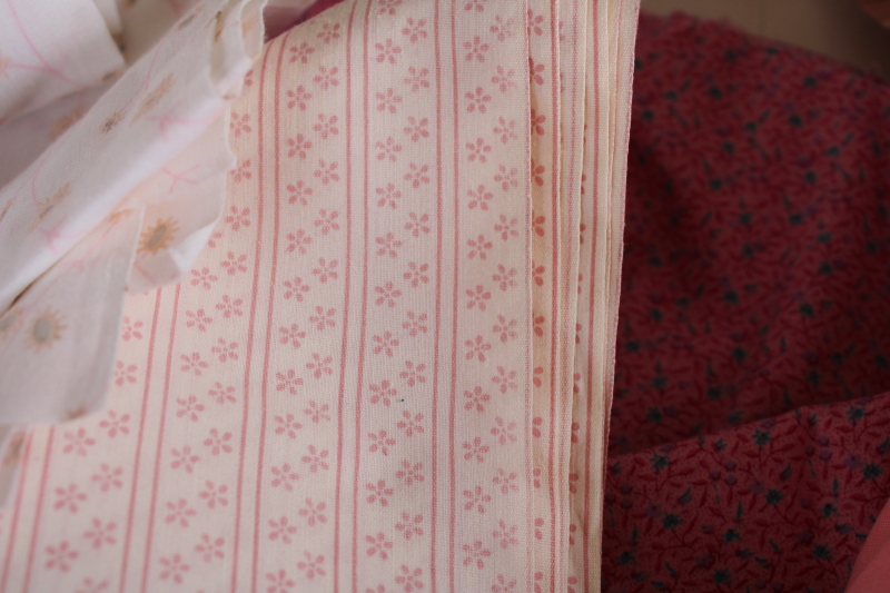photo of lot scrap fabric remnants cotton prints for quilting and sewing pink & coral colors #2