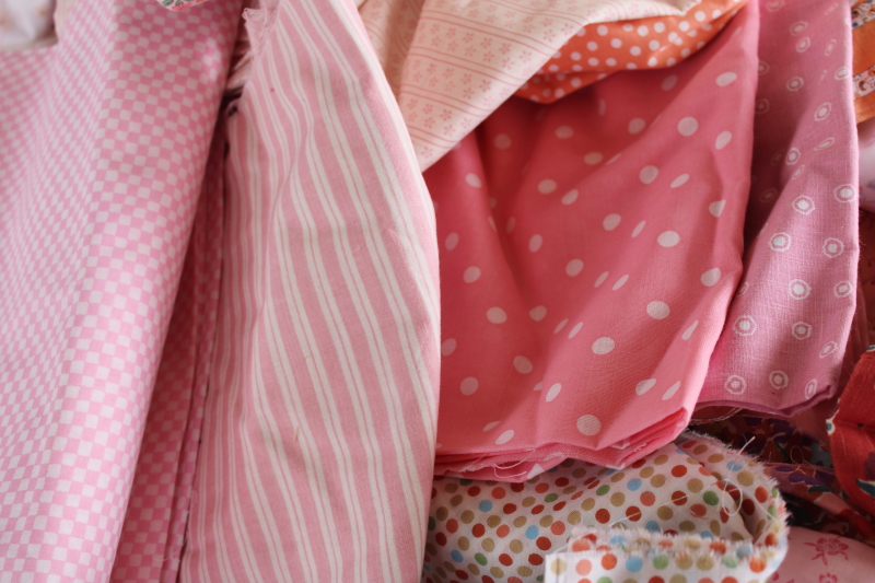 photo of lot scrap fabric remnants cotton prints for quilting and sewing pink & coral colors #3