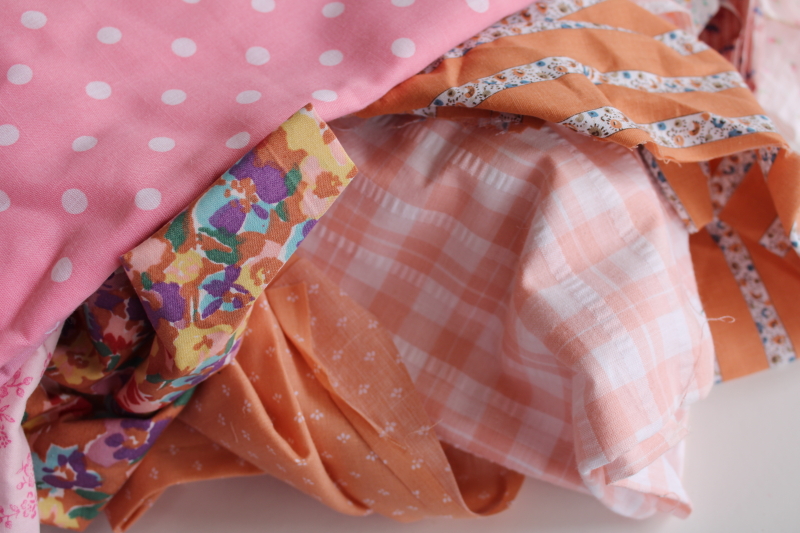 photo of lot scrap fabric remnants cotton prints for quilting and sewing pink & coral colors #5