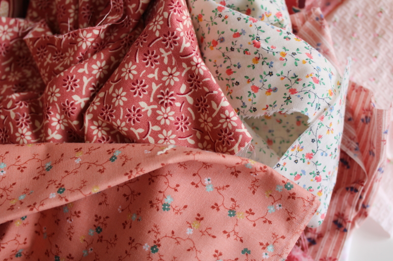 photo of lot scrap fabric remnants cotton prints for quilting and sewing pink & coral colors #6