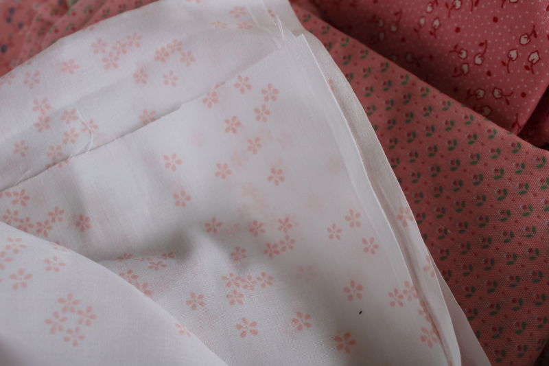 photo of lot scrap fabric remnants cotton prints for quilting and sewing pink & coral colors #11