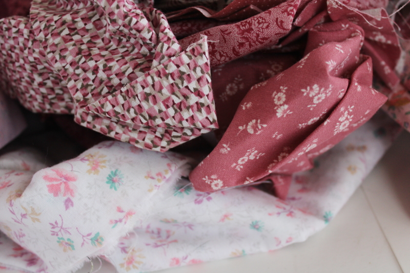 photo of lot scrap fabric remnants cotton prints for quilting and sewing rose pink #6