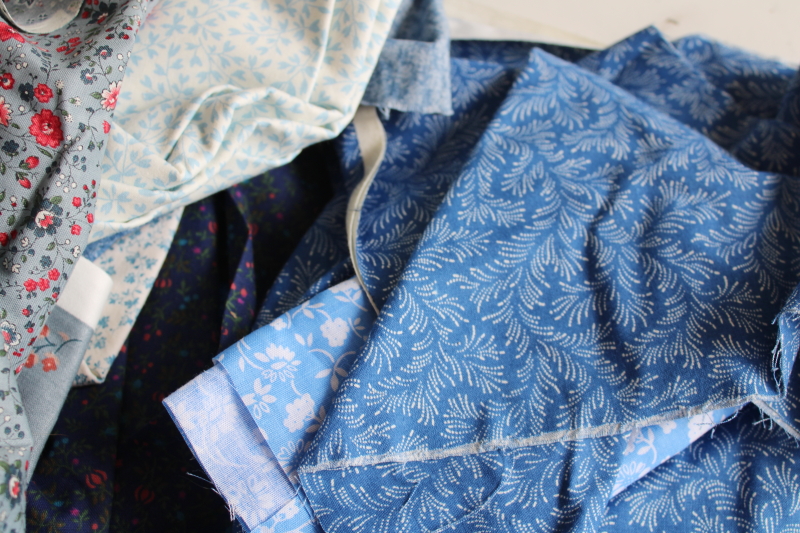 photo of lot scrap fabric remnants cotton prints for quilting and sewing shades of blue #5