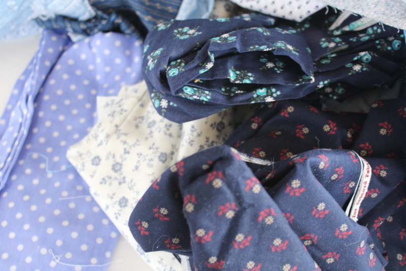 photo of lot scrap fabric remnants cotton prints for quilting and sewing shades of blue #6