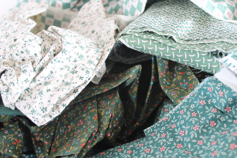 photo of lot scrap fabric remnants cotton prints for quilting and sewing teal spruce green #10