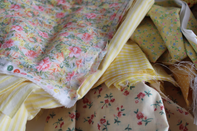 photo of lot scrap fabric remnants cotton prints for quilting and sewing yellow & gold colors #2