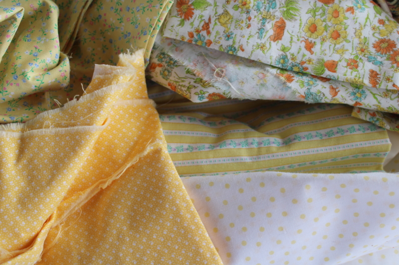 photo of lot scrap fabric remnants cotton prints for quilting and sewing yellow & gold colors #3