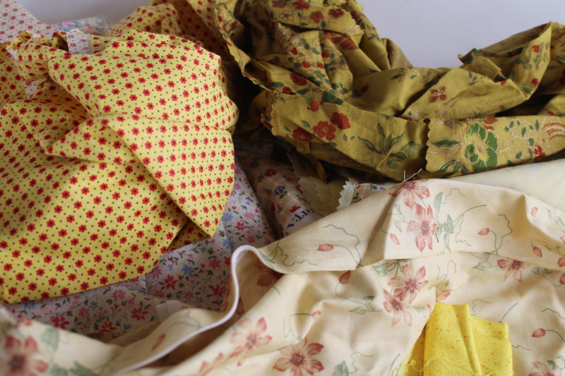 photo of lot scrap fabric remnants cotton prints for quilting and sewing yellow & gold colors #6