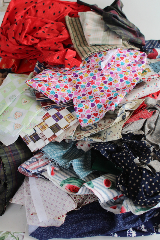 photo of lot scrap fabric remnants cotton prints for quilting & sewing, country primitive style #1