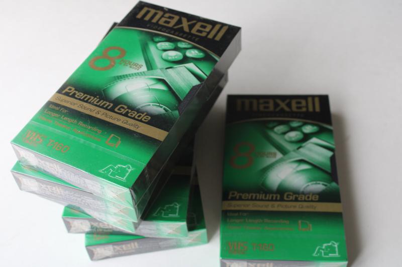 photo of lot sealed vintage VHS video cassettes Maxell premium grade tapes 8 hours T-160 #2