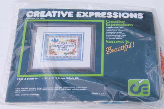 photo of lot sealed vintage cross stitch kits, stamped for embroidery & counted cross-stitch #10