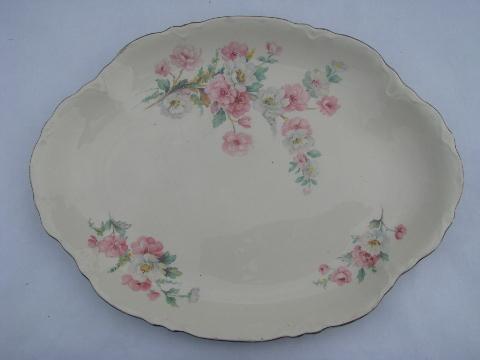 photo of lot shabby old china platters / oval trays, vintage floral patterns #2