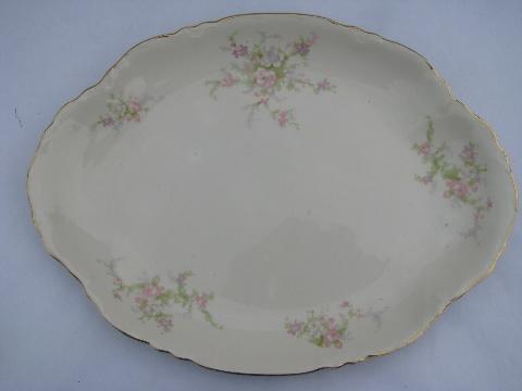 photo of lot shabby old china platters / oval trays, vintage floral patterns #4