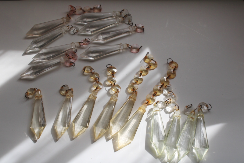 photo of lot shabby vintage plastic teardrops for chandeliers, ornaments or boho decor #1