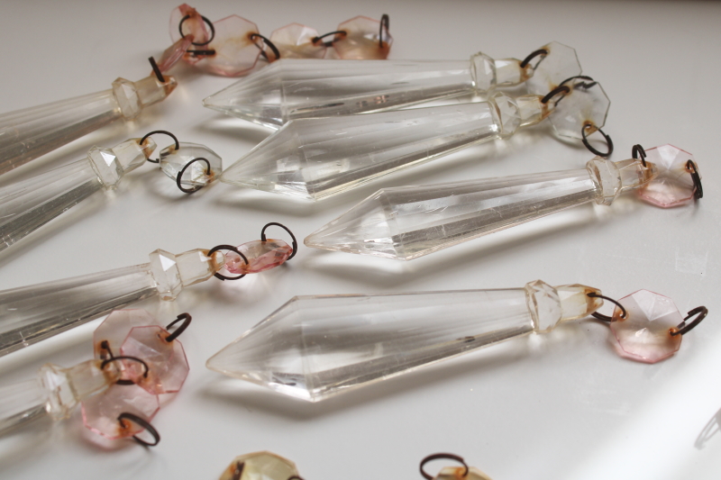 photo of lot shabby vintage plastic teardrops for chandeliers, ornaments or boho decor  #3