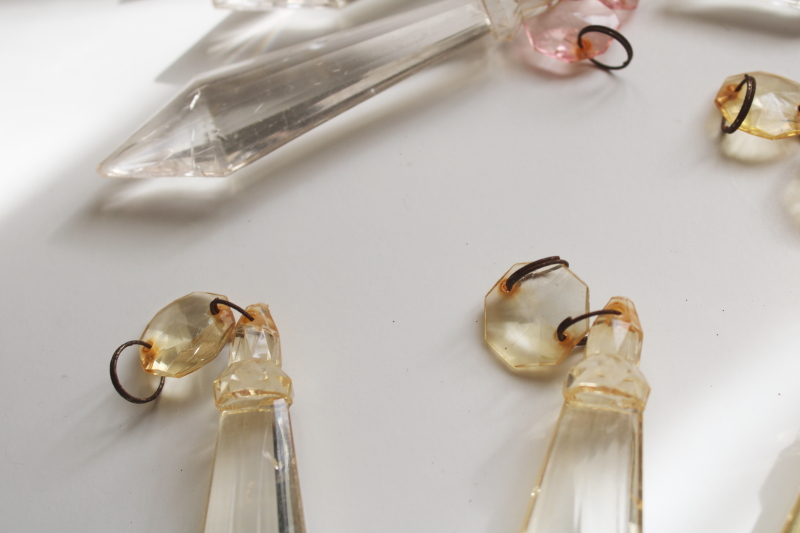 photo of lot shabby vintage plastic teardrops for chandeliers, ornaments or boho decor  #4