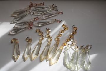 lot shabby vintage plastic teardrops for chandeliers, ornaments or boho decor 
