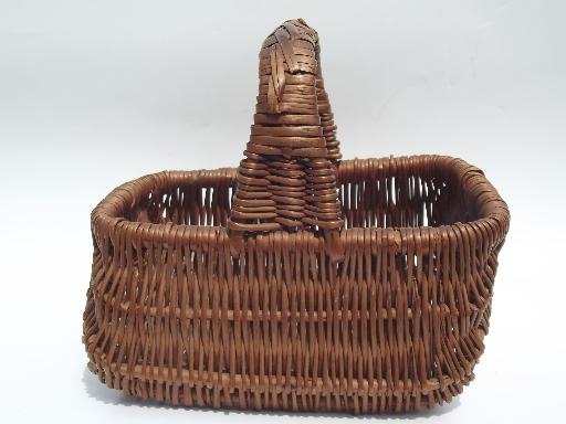 photo of lot small child / doll size vintage wicker picnic or flower baskets #3