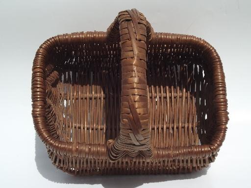 photo of lot small child / doll size vintage wicker picnic or flower baskets #7