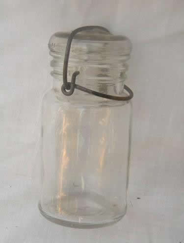 photo of lot small glass mason jars w/lightning lids, kitchen canisters or spices #3