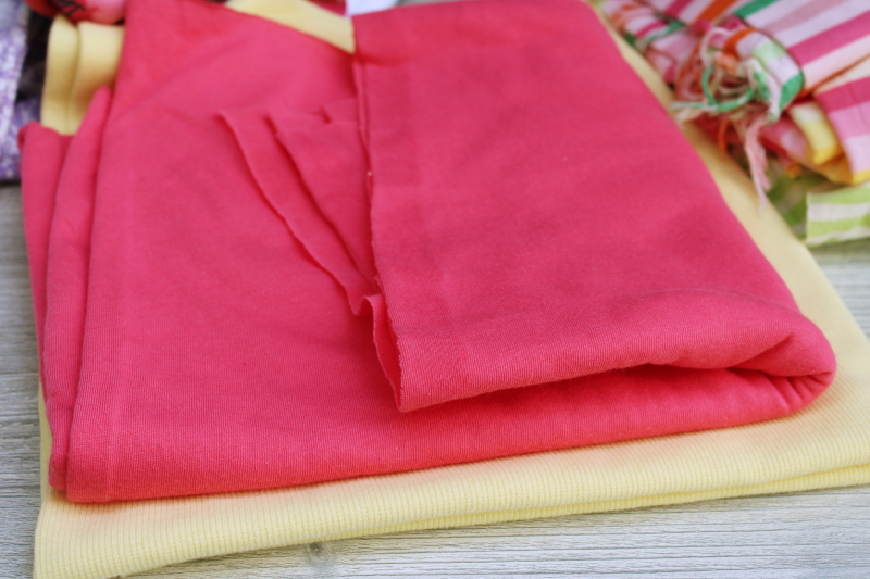 photo of lot soft jersey knit cotton blend fabric, small pieces bright colors for sewing lingerie panties etc #3