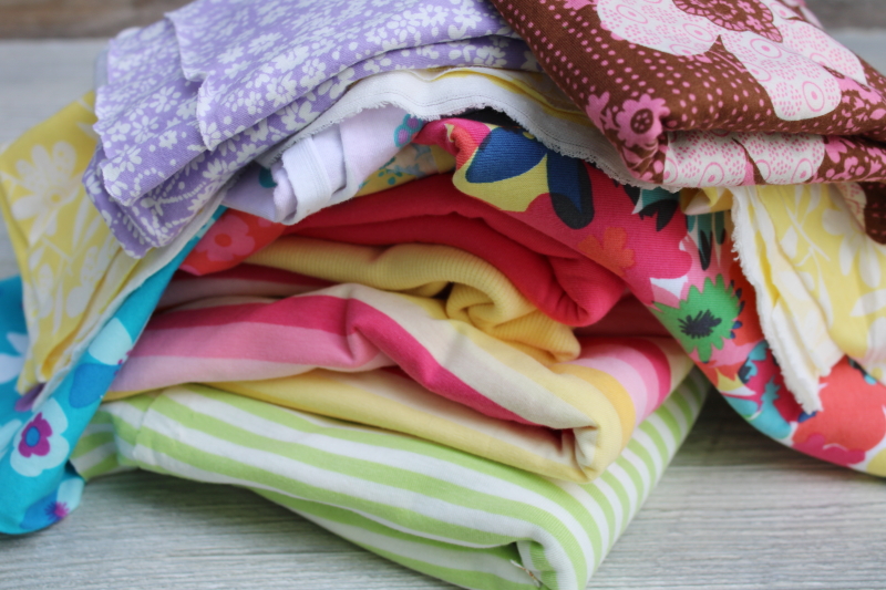 photo of lot soft jersey knit cotton blend fabric, small pieces bright colors for sewing lingerie panties etc #7