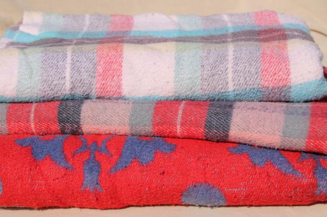 photo of lot soft worn vintage camp blankets, camping bunk blankets - indian blanket & plaid #1
