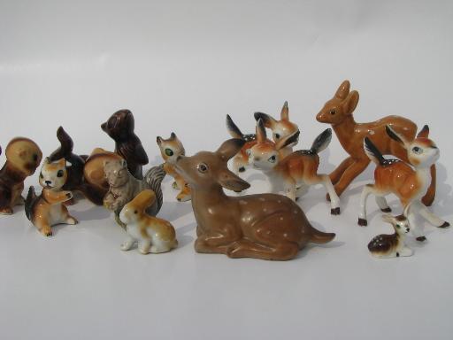 photo of lot tiny bone china forest animals, vintage miniature animal figurines #1