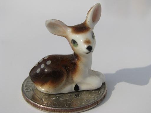 photo of lot tiny bone china forest animals, vintage miniature animal figurines #3