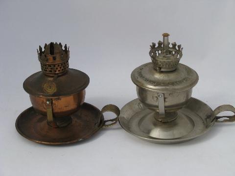 photo of lot tiny oil lamps, ship's lantern pivot wall sconces, copper plate metal #5