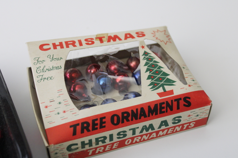 photo of lot tiny vintage glass Christmas ornaments, fancy shapes & balls for feather tree #3