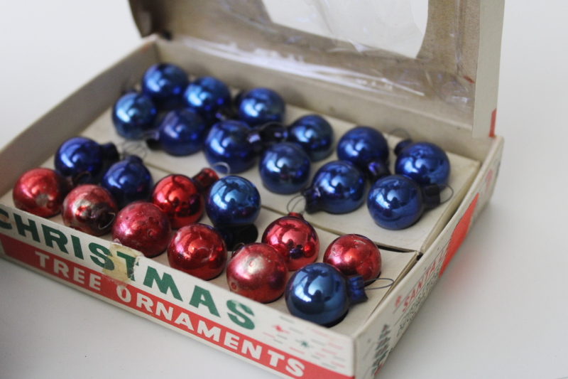 photo of lot tiny vintage glass Christmas ornaments, fancy shapes & balls for feather tree #4