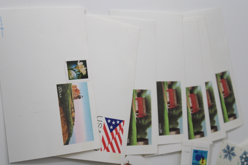 photo of lot unused USPS postage stamps & postcards, Christmas design stamps, flowers, Elvis etc #2