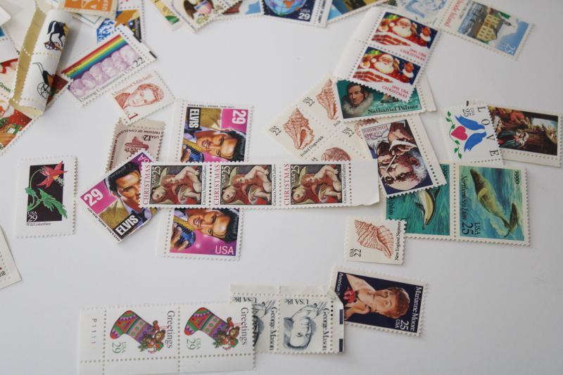 photo of lot unused USPS postage stamps & postcards, Christmas design stamps, flowers, Elvis etc #3
