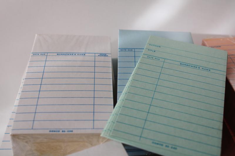 photo of lot unused library book cards, authentic vintage paper ephemera for projects #2