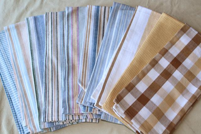 photo of lot unused vintage cotton dishtowels, kitchen dish cloths, tea towel drying towels lot #2