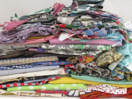 photo of lot vintage 30s-40s-50s print cotton quilting fabric and feed sack scraps #1