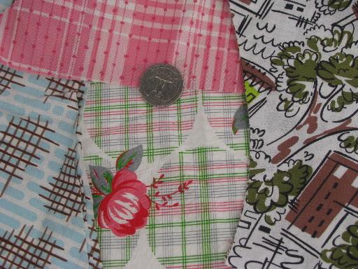 photo of lot vintage 30s-40s-50s print cotton quilting fabric and feed sack scraps #10