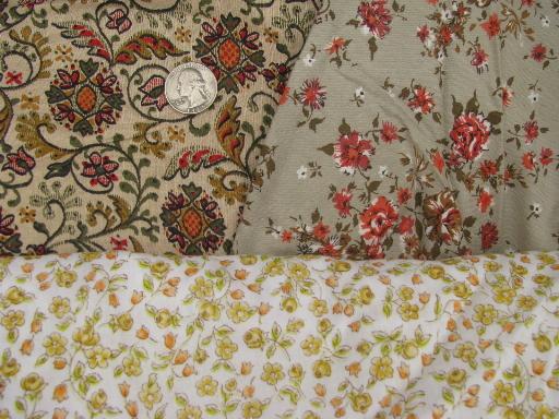 photo of lot vintage 50s-60s-70s print cotton quilting / crafting fabric scraps #3