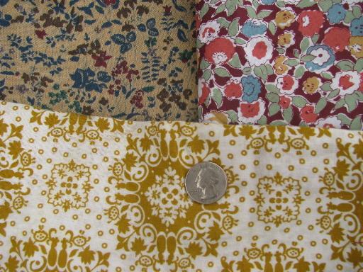 photo of lot vintage 50s-60s-70s print cotton quilting / crafting fabric scraps #4