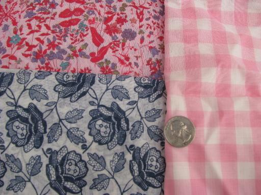 photo of lot vintage 50s-60s-70s print cotton quilting / crafting fabric scraps #5