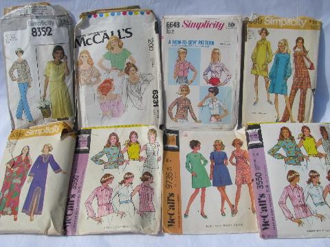 photo of lot vintage 60s - 70s sewing patterns, retro hippie, boho gypsy, mod #2