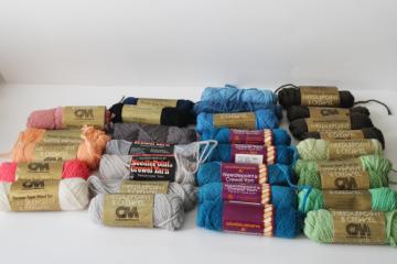 catalog photo of lot vintage Columbia Minerva persian type all wool yarn for needlepoint & crewel embroidery, many colors 