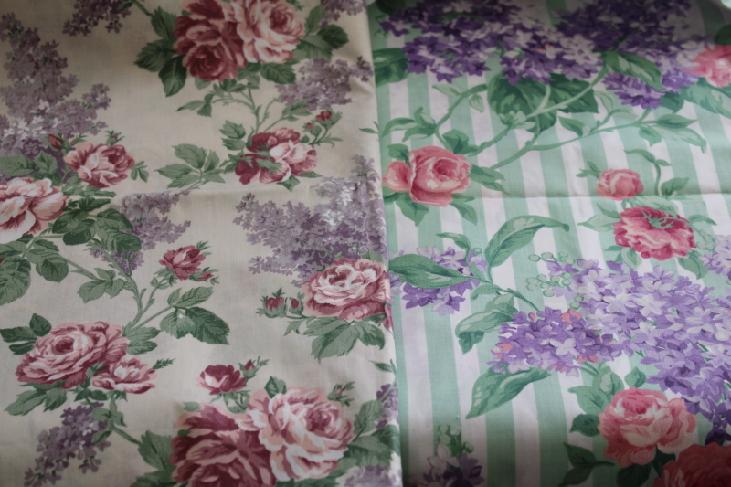 photo of lot vintage Concord polished cotton fabric, Kessler prints lilacs florals #1