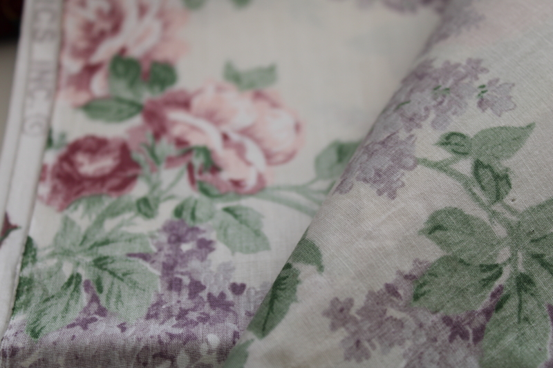 photo of lot vintage Concord polished cotton fabric, Kessler prints lilacs florals #6